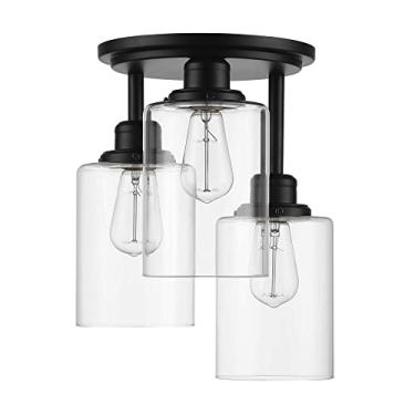 Imagem de Globe Electric 65456 Annecy Luz de teto embutida com 3 luzes, preto fosco, persianas de vidro transparentes