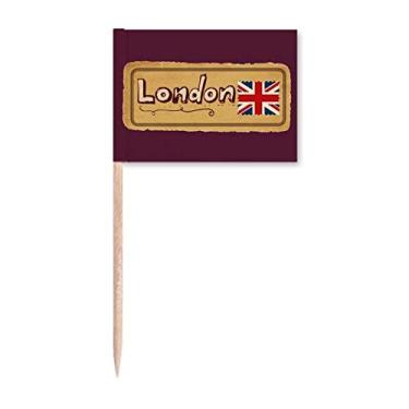 Imagem de Union Jack Reino Unido Londres Selo Britânico Palito de Dente Bandeira Marcador Topper Decoração de Festa
