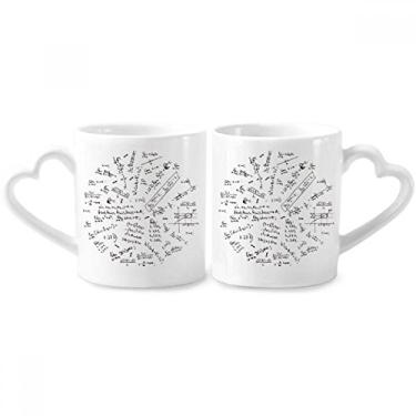 Imagem de Seeking Limits Conjunto de canecas de porcelana para casais fórmulas matemáticas de cerâmica para amantes de coração