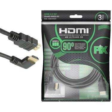 Imagem de CABO HDMI 2.0 ULTRA HD 4K 3m 1 CONECTOR 90o 018-3323 PIX