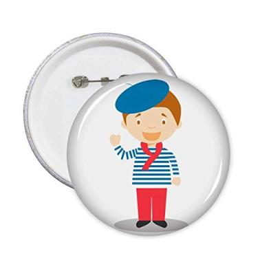 Imagem de Broche de arte déco de desenho animado da França azul marinho presente alfinetes de moda emblema de botão decoração acessório 5 peças