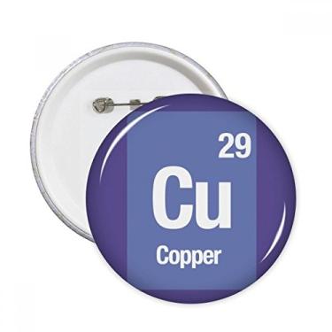 Imagem de Cobre Elemento Químico Ciência Pinos Redondos Emblema Botão Decoração Acessório 5pcs