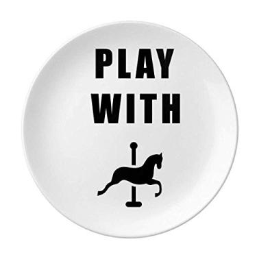 Imagem de Cavalo, prato de jogo decorativo de porcelana para mesa