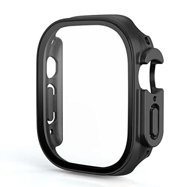 Imagem de SDUTIO Capa de vidro para Apple Watch Case 49mm Bumper Tempered Case Apple Watch Ultra Protetor de Tela Iwatch Serie Ultra 49mm Case (Cor: Preto Original, Tamanho: Ultra 49mm)