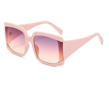 Imagem de Óculos de Sol Quadrados Grandes Brancos Rosa para Mulheres Óculos de Sol com Gradiente de Armação Grande Feminino Sombra Uv400, Rosa, Tamanho Único