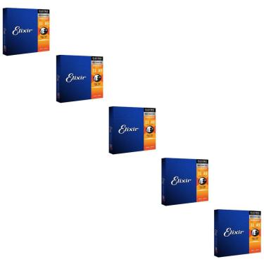 Imagem de Kit 5 Encordoamento Guitarra 011 Elixir Medium Nanoweb 12102 Made in USA