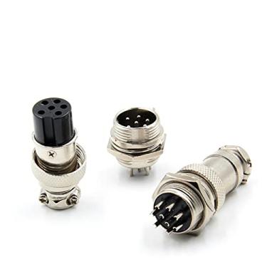Imagem de OSGC 5 conjuntos GX12 2/3/4/5/6/7 pinos macho fêmea 12mm tomada de aviação circular conector de painel de fio metal M12 conector de aviação 10pcs (cor: 6P)
