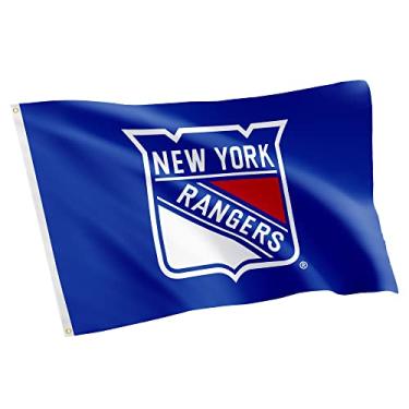 Imagem de Bandeira do New York Rangers NHL 100% poliéster interior exterior 9x1,5 m National Hockey League Team Flags NY (Design #1)