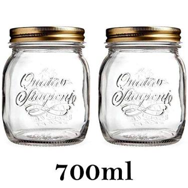 Imagem de 2 Potes Quattro Stagioni 700ml de vidro com fechamento hermético Bormioli Rocco para conservação de alimentos