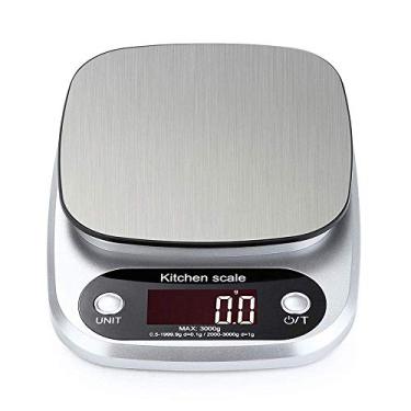 Imagem de balanças de cozinha peso digital, balança de cozinha balança de ingredientes balança de cozimento de alta precisão, mini balanças de cozinha scalesc de alimentos, recursos de tara, aço inoxidável