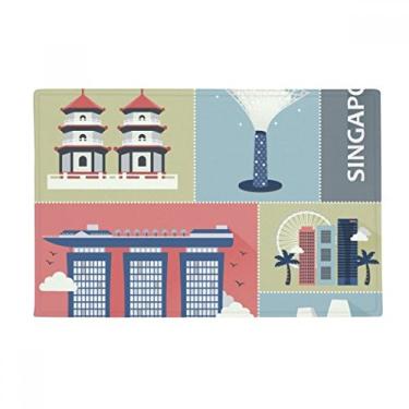 Imagem de DIYthinker Tapete para porta de banheiro antiderrapante com arranha-céus de Singapura