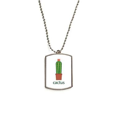 Imagem de DIYthinker Colar de cachorro com pingente de corrente de aço inoxidável para suculentas verdes de planta em vaso de cacto