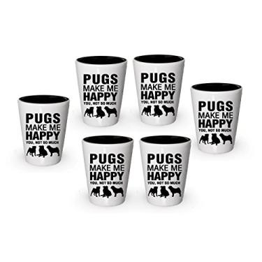 Imagem de Pugs Shot Glass - Pugs make me Happy - Presentes para amantes de pug (6)