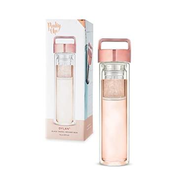 Imagem de Pinky Up Caneca de infusor de chá de viagem Dylan, copo de viagem isolado de parede dupla com coador de chá de folhas soltas, caneca de café de viagem, mantém as bebidas quentes ou frias, 473 ml, ouro rosa