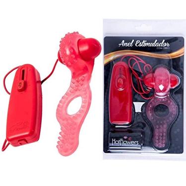 Imagem de Anel Estimulador Vermelho com Vibrador HotFlowers - Sex shop