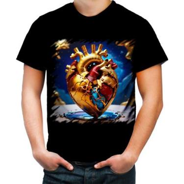 Imagem de Camiseta Colorida Coração De Ouro Líquido Gold Heart 1 - Kasubeck Stor