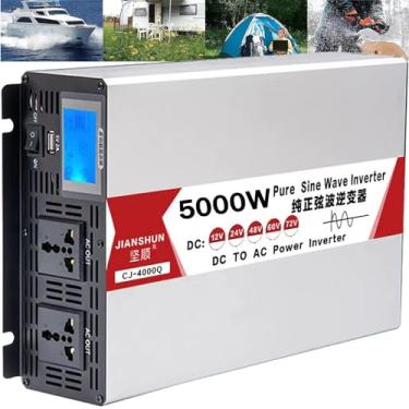 Imagem de Inversor de energia de onda senoidal pura - 4000W-8000W - Converte DC 12V/24V/48V/60V para AC 110V/220V - Ideal para motorhomes, caminhões, barcos e acampamentos,5000W-60Vto110V