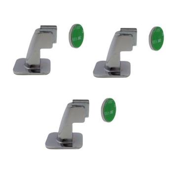 Imagem de Kit 3 prendedor fixador trava porta magnético adesivo cromado 804 imab