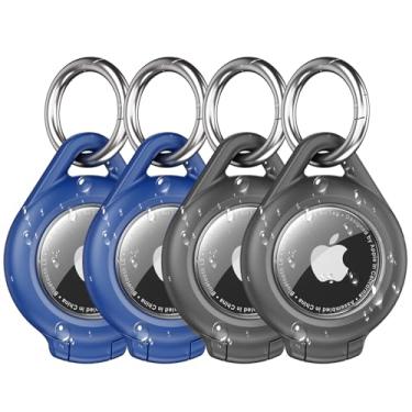 Imagem de Suporte impermeável para AirTag: pacote com 4 porta-chaves compatível com Apple AirTags, capa protetora ultra durável antiarranhões com chaveiro para bagagem, mochila, animal de estimação, bolsa,