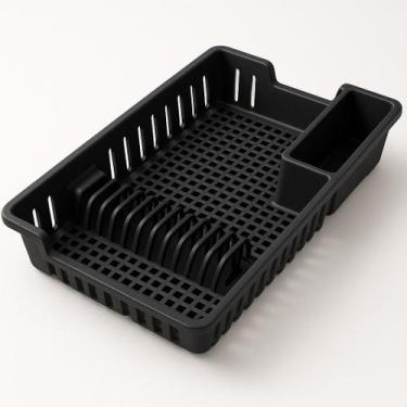 Imagem de Escorredor de Louças Cozinha Plástico - 12 Pratos PRETO / BRANCO / CIN