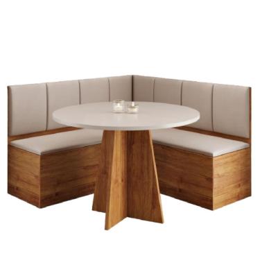 Imagem de Conjunto Sala De Jantar Canto Alemão Com Baú Liebe Com Mesa Fin Veludo Viero Madeirado