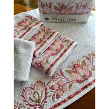 Imagem de Jogo Banho Felpudo Lotus C/5 Peças Cor;Branco/Cinza Lufamar