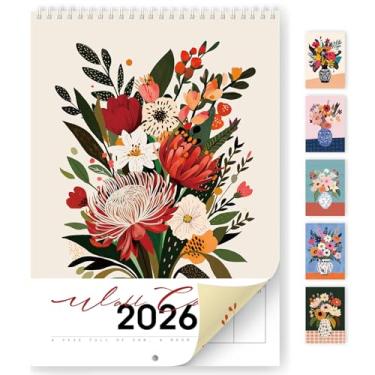 Imagem de Calendário 2026, calendário mensal de parede 2026 de janeiro a dezembro de 2026, tamanho A4 de 12 meses, 21 x 29,7 cm, pendurado em espiral com encadernação de fio duplo, perfeito para casa ou