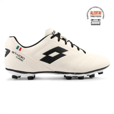 Imagem de Chuteira Campo Lotto Stadio Classic B700 Masculina, 38, Creme, Preto