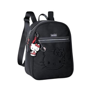 Imagem de Mochila Feminina Bordada Hello Kitty Bolsa Casual com Chaveiros-Feminino