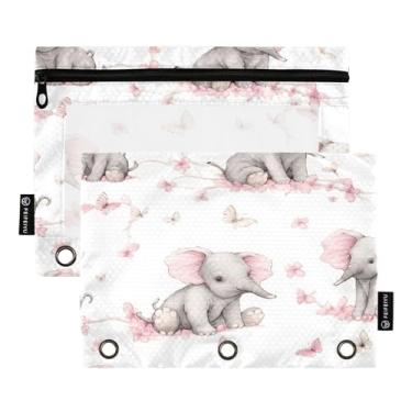 Imagem de Wassud Pink Elephants Pacote com 2 Pastas de Fichário Pastas de Bolso com 3 Furos, Pasta Organizadora de Fichários para Casa, Escritório