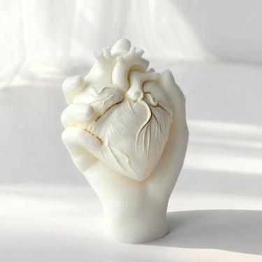 Imagem de Vela cilíndrica de coração de mão e molde de resina - moldes de silicone de fundição de resina para decoração de casa e molde espiral ondulado para fabricação de velas
