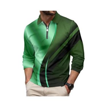 Imagem de Suéter Masculino De Algodão Com Zíper E Gola Alta Em Patchwork, Quente