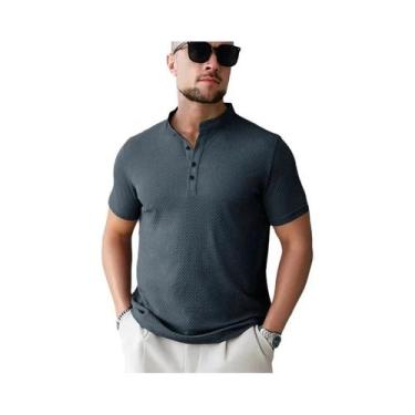 Imagem de Camisa Polo Masculina Casual De Negócios Em Cor Sólida Com Estampa De 