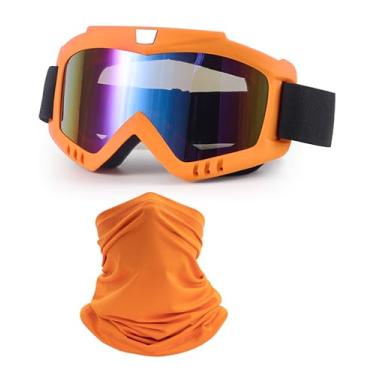 Imagem de immoono Óculos de bicicleta suja com máscara facial, óculos de motocicleta ATV motocross esqui capacete de corrida, lentes coloridas com armação laranja