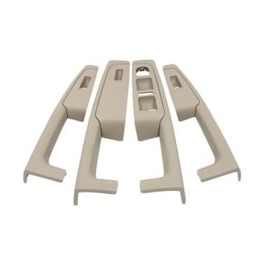 Imagem de 1 conjunto de 4 peças compatível com Skoda Superb 2 2008-2013 bege cinza maçaneta interna da porta do carro luva da moldura do apoio de braço 3T1867157 3T1867158 3T0867162(4 PCS-Beige)