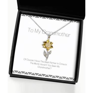 Imagem de SpreadPassion Nice Grandmother Gifts, of Course I Have The Best Partner in Crime in The World, Colar com pingente de girassol da Granddaughter