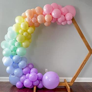 Imagem de Kit de guirlanda de balões pastel, pacote com 126 arcos de balões de arco-íris, conjunto de balões de cores sortidas de 5/12/18 polegadas para festa de aniversário, casamento, aniversário, chá de bebê, decoração de festa pastel