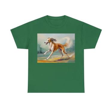Imagem de Camiseta unissex de algodão pesado Saluki, Turf Green, GG