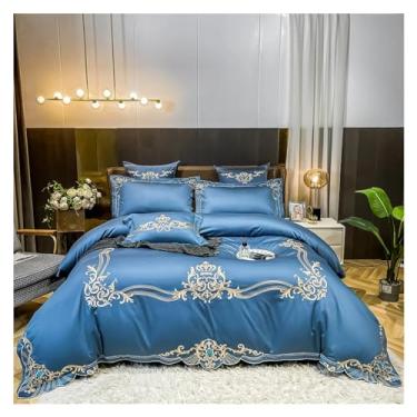 Imagem de Jogo de cama de algodão egípcio, 4 peças, King, Queen, fronha, lençol de cama (3 solteiros)