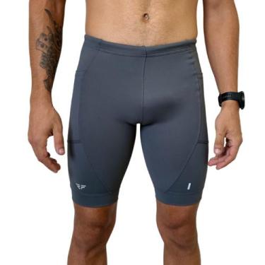 Imagem de Bermuda De Compressão Masculina Com Bolso Corrida - ElementFit, Grafit