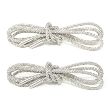 Imagem de yueton 1 par de cadarços para sapatos de strass com glitter e strass elegantes imitação de cristal redondo para tênis de moletom, Prata, Standard