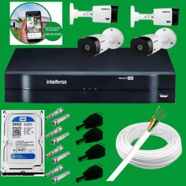 Imagem de KIT 4 monitoramento completo. DVR 1104 + 4 câmeras 1120 Intelbras+HD25