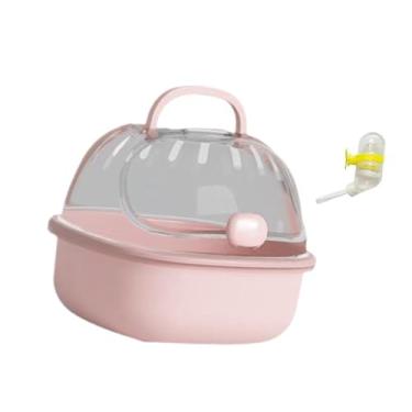 Imagem de Bothyi Gaiola de transportador de hamster com garrafa de água pequena gaiola ao ar livre transparente transparente portadora de cobaias respiráveis ​​para