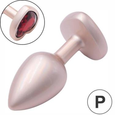 Imagem de Plug Anal Coração de Luxo Dourado com Pedra Joia Tamanho P - vipmix