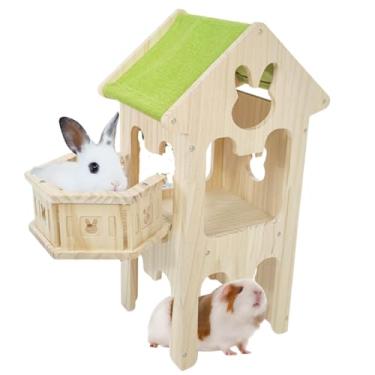 Imagem de Esconderijo de porquinho-da-índia de madeira, brinquedos de escalada, labirinto de hamster, acessórios de animais pequenos para coelho, chinchila, rato, camundongo, gerbil (combinações 5)