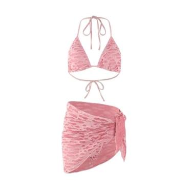 Imagem de Fiocias Bikini Set Halter Ladies Swim Tise de praia de roupas de praia com encobrimento de envoltório para atividades aquáticas de clubes férias de viagem na