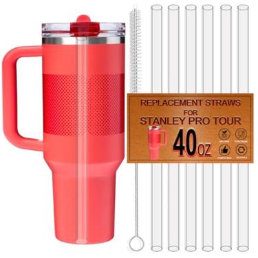Imagem de Pacote com 6 canudos para Stanley Protour Copo de 1,134 g, canudo de substituição para Stanley Quencher Pro Tour Flip Straw Acessórios de copo de 1,134 g, reutilizável, feito de Tritan, lavável na