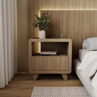 Imagem de Mesa de Cabeceira 55cm com Gaveta e Nicho 100% Mdf Padrão Planejados M