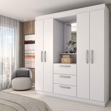 Imagem de Guarda-Roupa Solteiro Europa 4 Portas 3 Gavetas Branco - Panorama Móveis