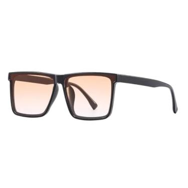 Imagem de Óculos de sol de luxo com armação grande e popular, feminino, moda vintage, masculino, estilo punk (preto-marrom claro)